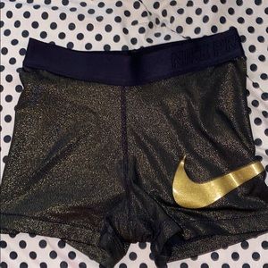 Black Metallic Gold Nike Pro Shorts